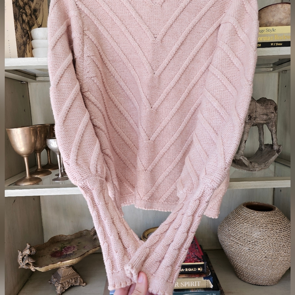 ALLISON NY Adelle Chunky Knit Blush Pink Sweater - Picture 4 of 7